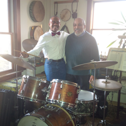 Dr. Lowe with drummer and percussionist, producer and music educator, Marcel Smith.